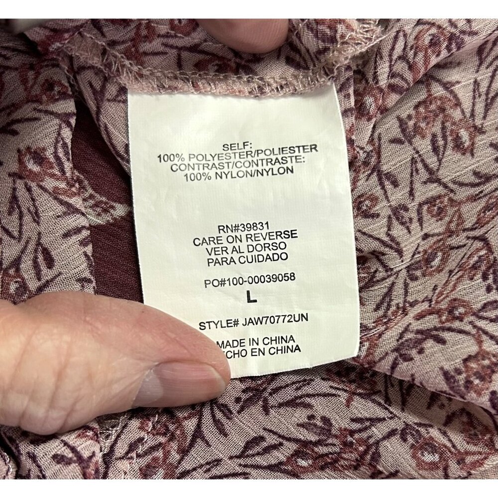 Mason & Belle Womens Floral Lace Yoke Layered Ruffle Top Burgundy & Cream Size L - Picture 8 of 8